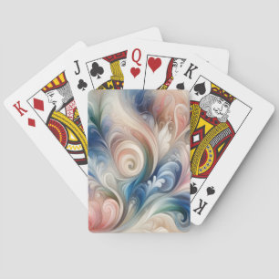 Waterverf Fantasy Floral Pastel Blauw & Crème Pokerkaarten