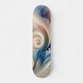 Waterverf Fantasy Floral Pastel Blauw & Crème Skateboard (Voorkant)