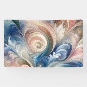 Waterverf Fantasy Floral Pastel Blauw & Crème Spandoek