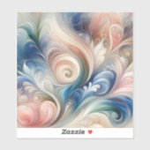 Waterverf Fantasy Floral Pastel Blauw & Crème Sticker (Vel)