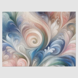 Waterverf Fantasy Floral Pastel Blauw & Crème Tissuepapier