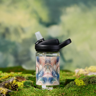 Waterverf Fantasy Floral Pastel Blauw & Crème Waterfles