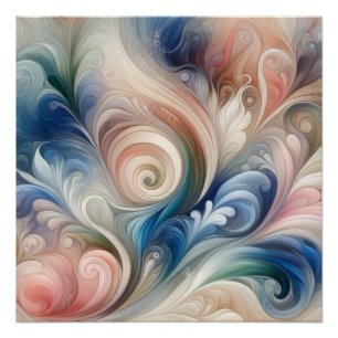 Waterverf Fantasy Floral Romantisch Patroon Perfect Poster
