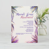 Waterverf Fantasy Mardi Gras Uitnodiging (Staand voorkant)