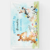 Waterverf Farm Animals Boy Baby shower Spandoek (Verticaal)