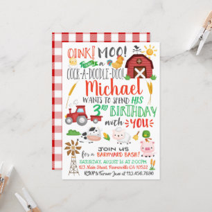 Waterverf Farmer Birthday Uitnodiging