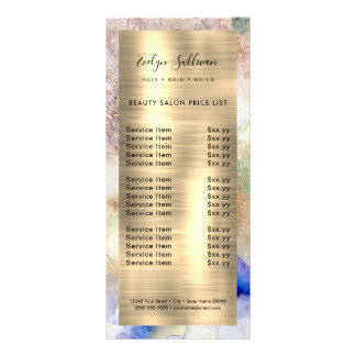 waterverf faux foil price list rack card reclamekaart