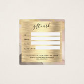 Waterverf Faux Gold Folie Zwart Blush Gift Kaart (Achterkant)