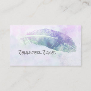 waterverf Feather Art Blue Custom Design Visitekaartje