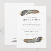 Waterverf Feather Duo Verjaardag Kaart (Voorkant / Achterkant)