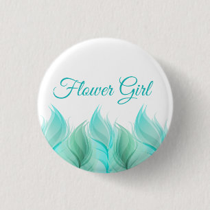 Waterverf Feathers Bloemenmeisje Ronde Button 3,2 Cm