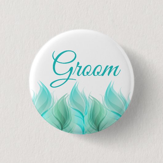 Waterverf Feathers Groom Ronde Button 3,2 Cm (Voorkant)