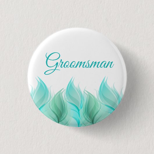 Waterverf Feathers Groomsman Ronde Button 3,2 Cm (Voorkant)