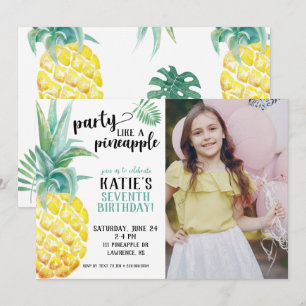 Waterverf feest als een ananas verjaardag kaart