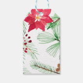 Waterverf feestdag herhalingspatroon Poinsettia Cadeaulabel (Voorkant)