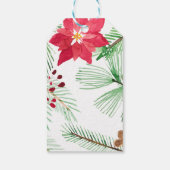 Waterverf feestdag herhalingspatroon Poinsettia Cadeaulabel (Achterkant)