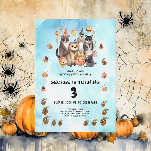 WATERVERF FEESTDIEREN THEMA KINDEREN VERJAARDAGSFE KAART