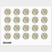 Waterverf Feestelijke Holly Pattern Kerst Ronde Sticker (Vel)