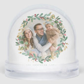 Waterverf Feestelijke Kerstkrans Familie Foto Sneeuwbol (Achterkant)