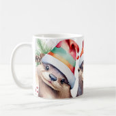 Waterverf feestelijke otters kerst Mok (Links)