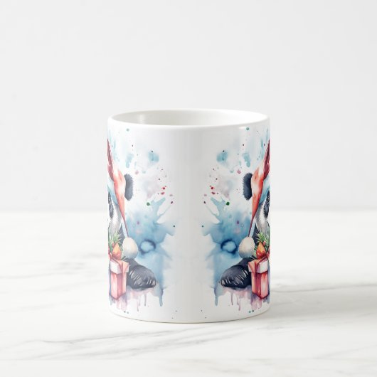 Waterverf Feestelijke Panda Kerst Mok (Center)