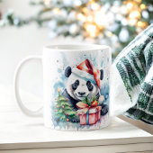 Waterverf Feestelijke Panda Kerst Mok
