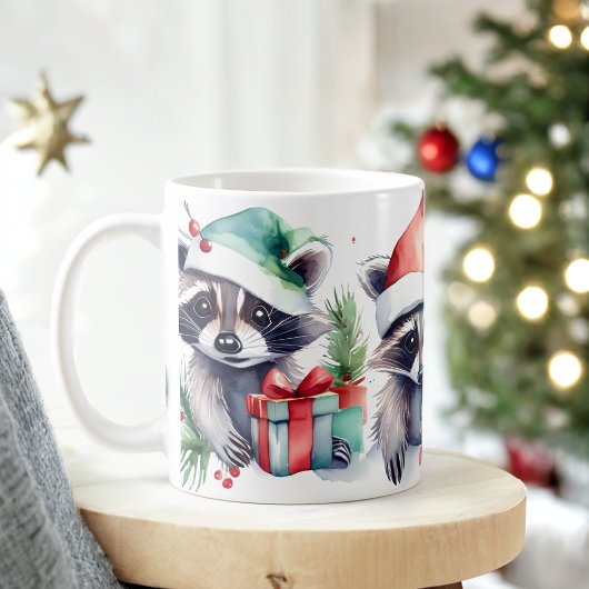 Waterverf Feestelijke Wasberen Kerst Mok