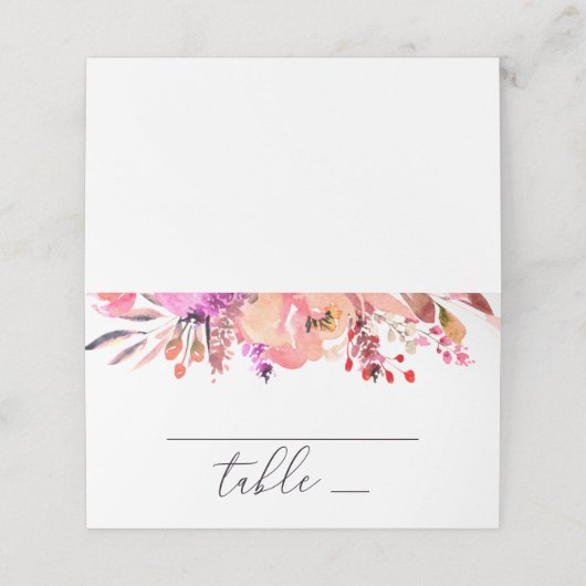 Waterverf felroze perzik herfst bloemenbruiloft (Buitenkant ongevouwen)