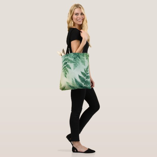 Waterverf Fern Leaf Canvas tas (Op model)