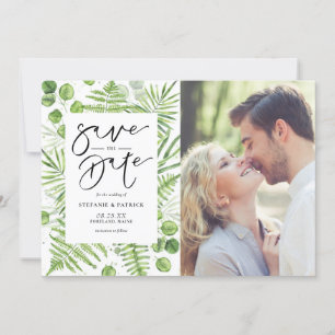 Waterverf Ferns en Eucalyptus Lijst Foto Save The Date