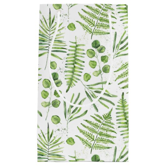 Waterverf Ferns en Eucalyptus Pattern Klein Cadeauzakje (Voorkant)