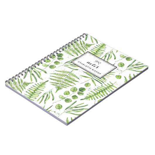 Waterverf Ferns en Eucalyptus Pattern Notitieboek (Linkerzijde)