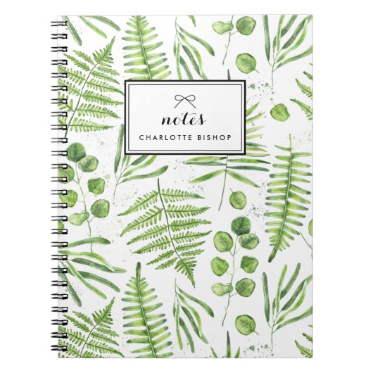 Waterverf Ferns en Eucalyptus Pattern Notitieboek (Voorkant)