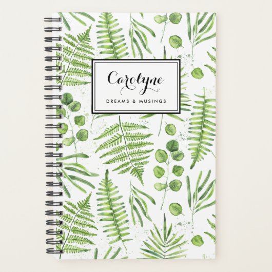 Waterverf Ferns en Eucalyptus Pattern Planner (Voorkant)