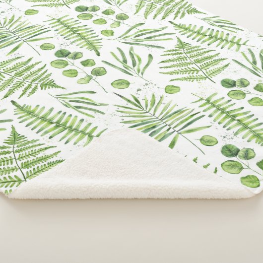 Waterverf Ferns en Eucalyptus Pattern Sherpa Deken (3/4)