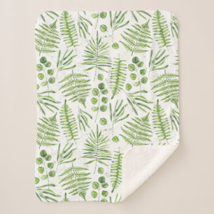 Waterverf Ferns en Eucalyptus Pattern Sherpa Deken