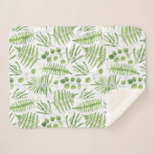 Waterverf Ferns en Eucalyptus Pattern Sherpa Deken (Voorkant (horizontaal))
