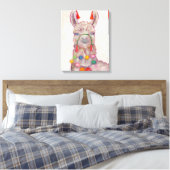 Waterverf Festival Llama Canvas Afdruk (Insitu (Slaapkamer))
