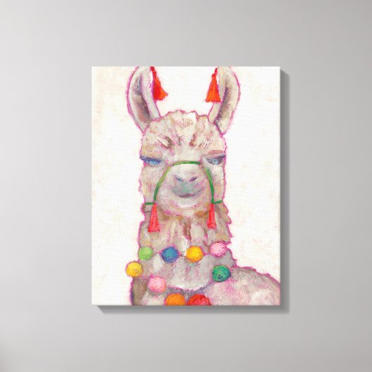Waterverf Festival Llama Canvas Afdruk (Voorkant)
