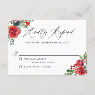Waterverf Festive Floral Borders Winter RSVP Informatiekaartje