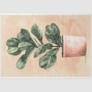 Waterverf Fiddle Leaf Fig Plant Decoupage Tissuepapier