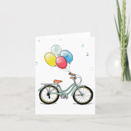 Waterverf fiets - Birthday-kaart Bedankkaart