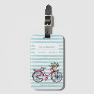 Waterverf fiets gestreept op maat bagagelabel