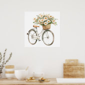 Waterverf  Fietsje met Daisies Poster (Keuken)