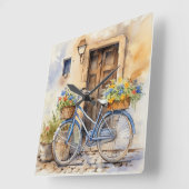Waterverf Fietskunst Wandklok Vierkante Klok (Hoek)