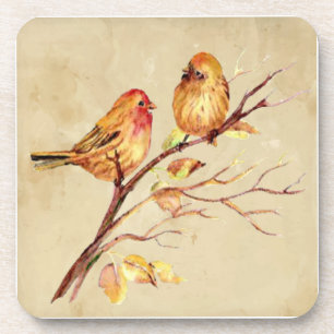 Waterverf Finch Bird Wildlife Natuur Art Phone Bier Onderzetter