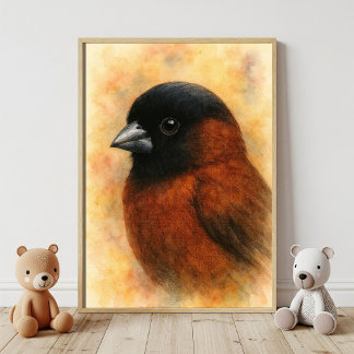 Waterverf Finch Portrait Poster