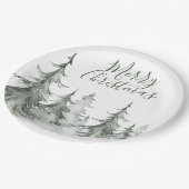 Waterverf Fir Trees Winter, kerstfeest Papieren Bordje (Gekanteld)