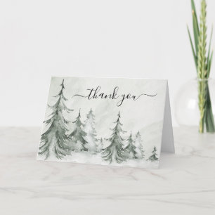 Waterverf Fir Trees Winter Wedding Bedankkaart