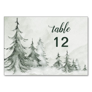 Waterverf Fir Trees Winter Wedding Kaart